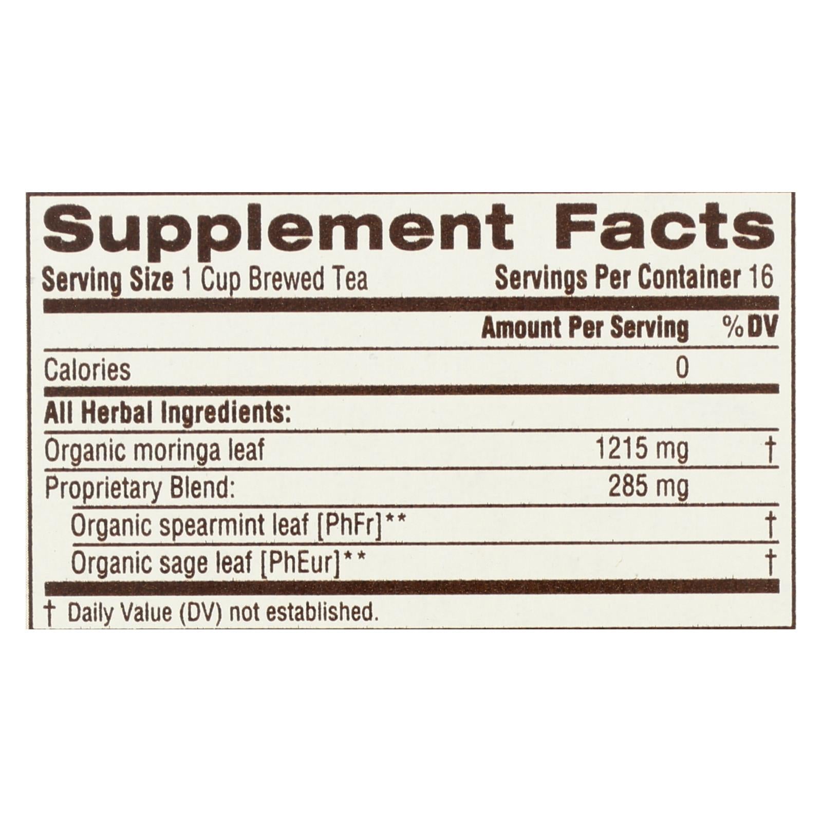 Traditional Medicinals Moringa Spearmint Sage Organic Herbal Tea, 6 Packs of 16 Tea Bags