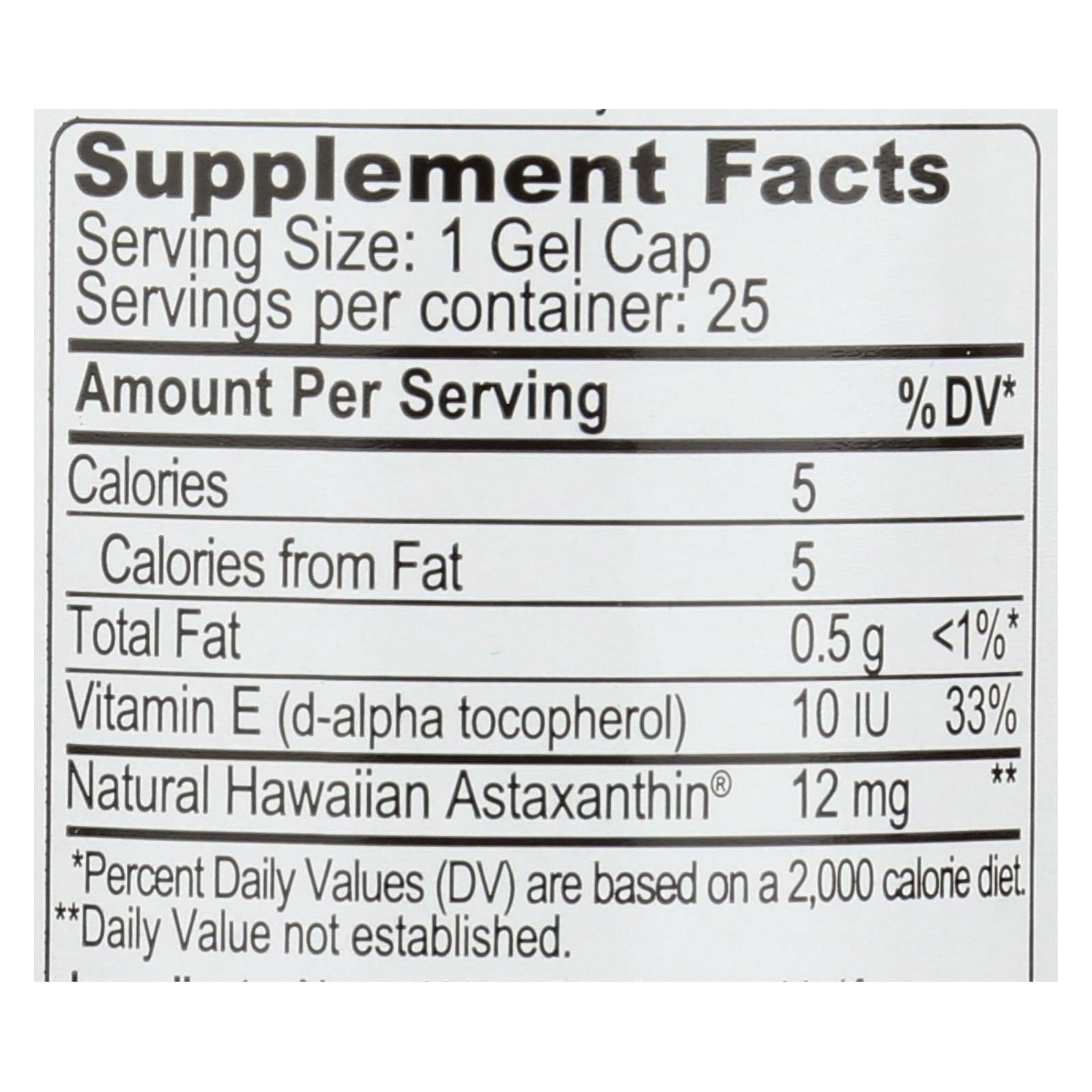 Nutrex Hawaii Bioastin Hawaiian Astaxanthin - 250mg Gel Caps (Pack of 25)
