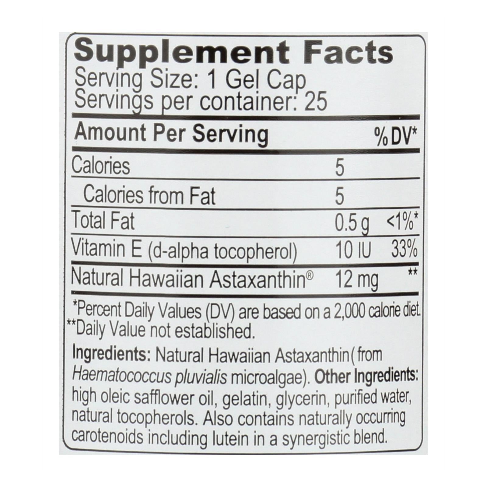 Nutrex Hawaii Bioastin Hawaiian Astaxanthin - 250mg Gel Caps (Pack of 25)