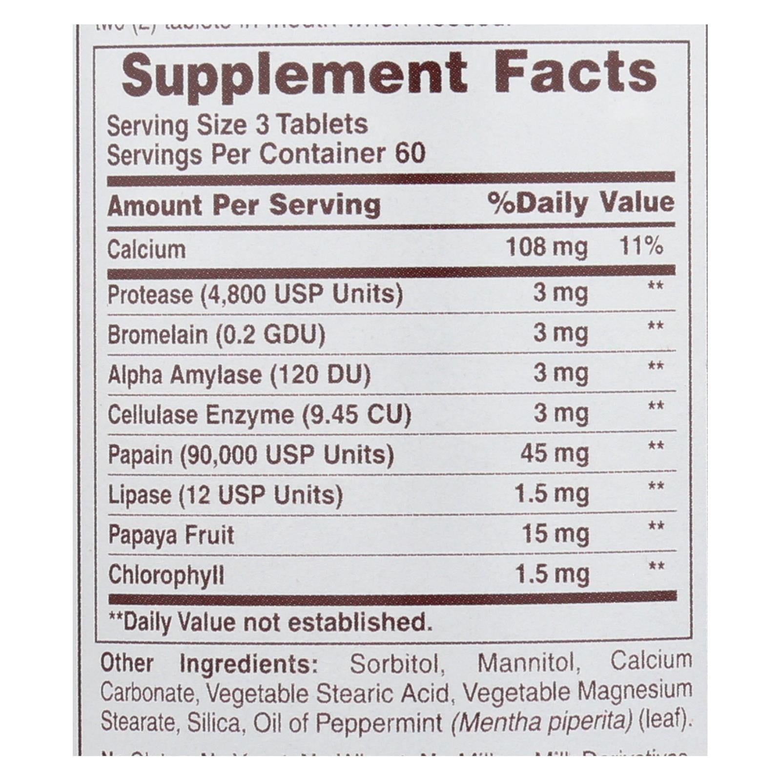 American Health Super Papaya Enzyme Plus Chewable - 180 Tablets