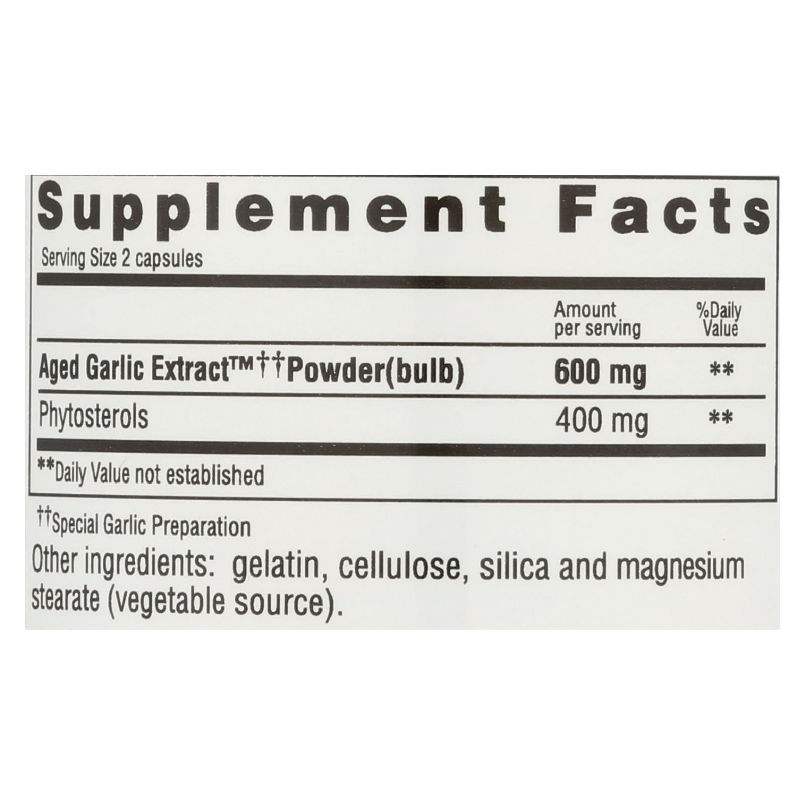 Kyolic Phytosterols Formula 107 Aged Garlic Extract - 80 Capsules