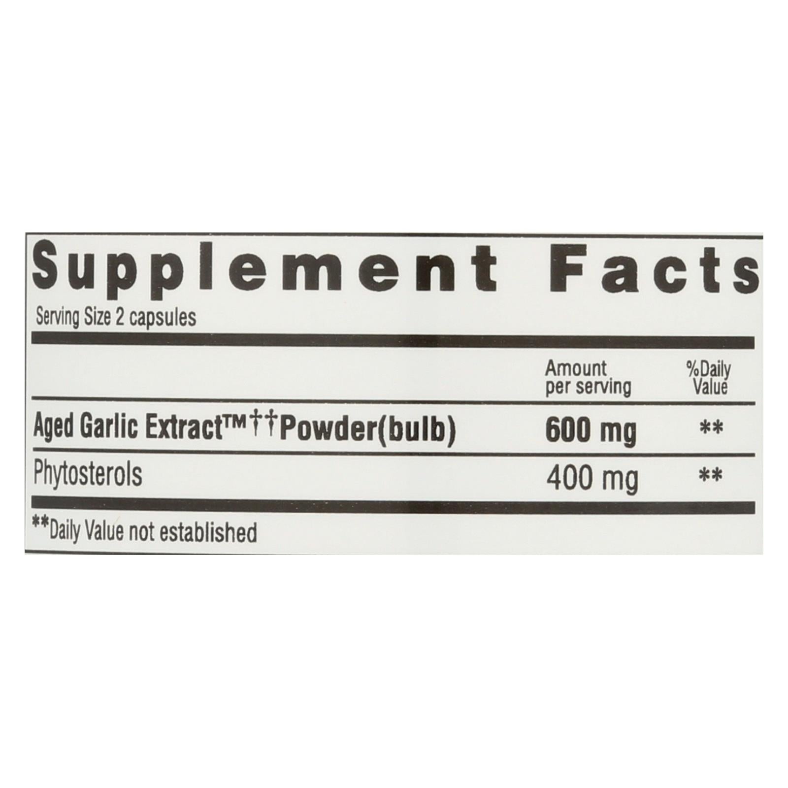 Kyolic Phytosterols Formula 107 Aged Garlic Extract - 80 Capsules