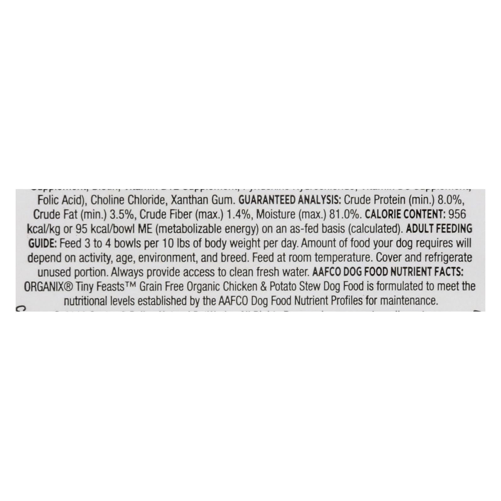 Organic Tiny Feasts Chicken for Dogs 3.5 oz (Case of 12)