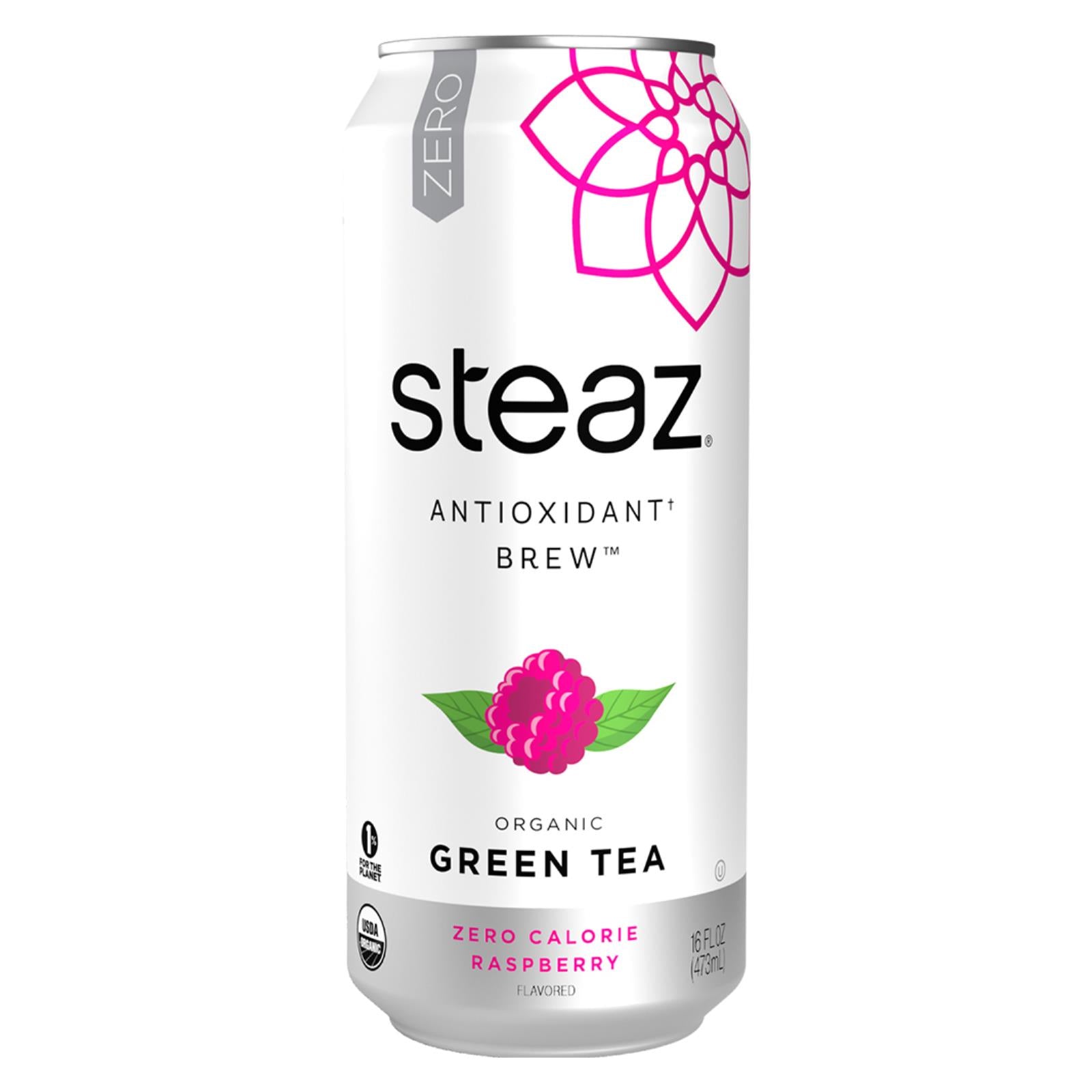 Steaz Zero Calorie Green Tea Raspberry Case of 12 16 fl oz