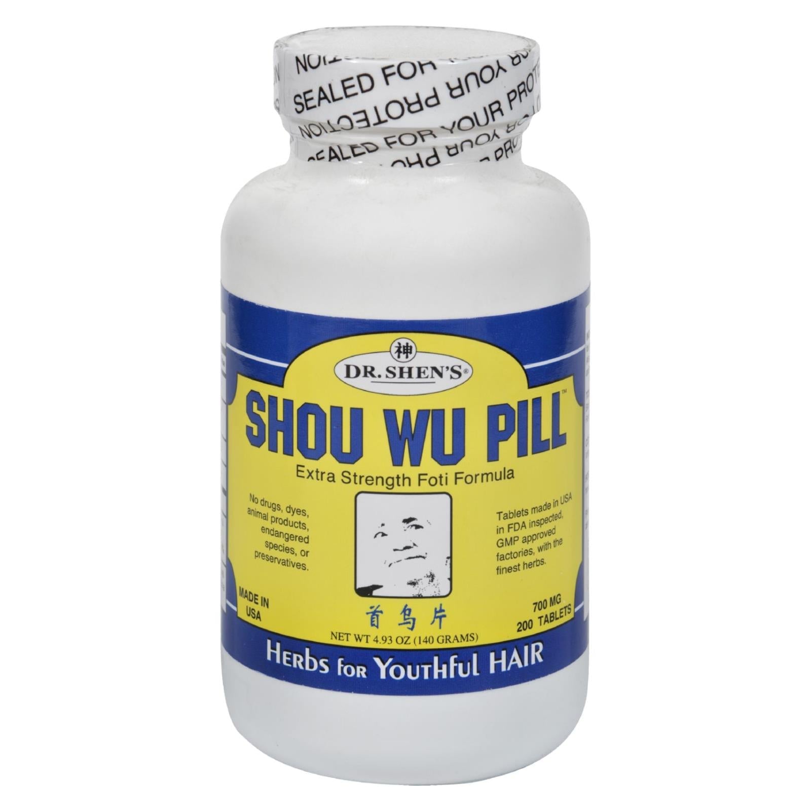 Dr. Shen's Shou Wu Youthful Hair Formula (200 Tablets - 700 mg)