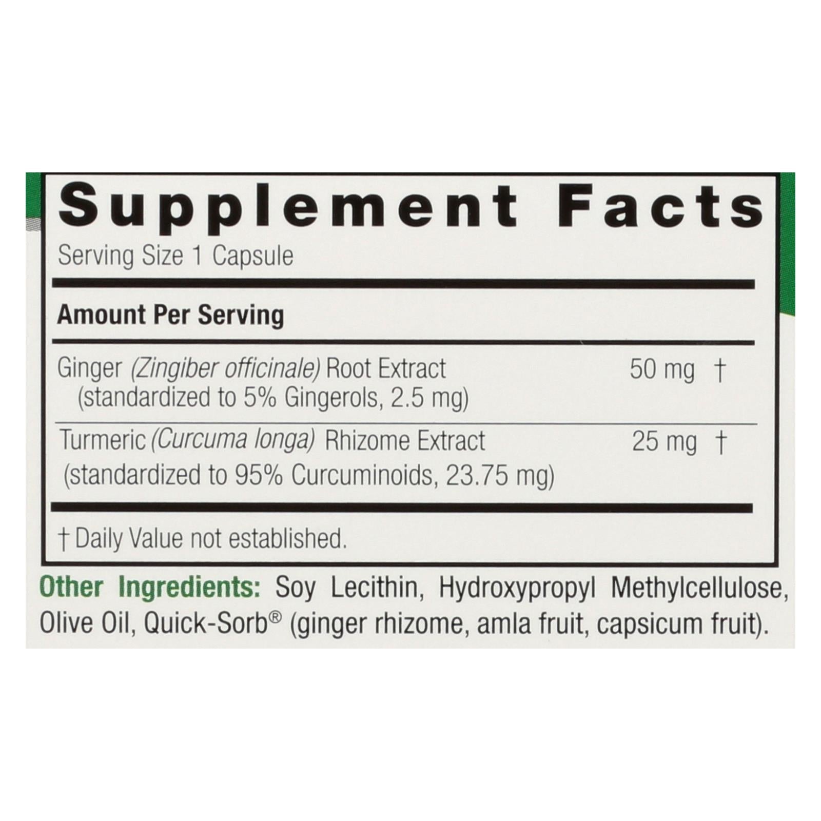 Nature's Answer Turmeric and Ginger Extract Capsules - 90 Veggie Caps