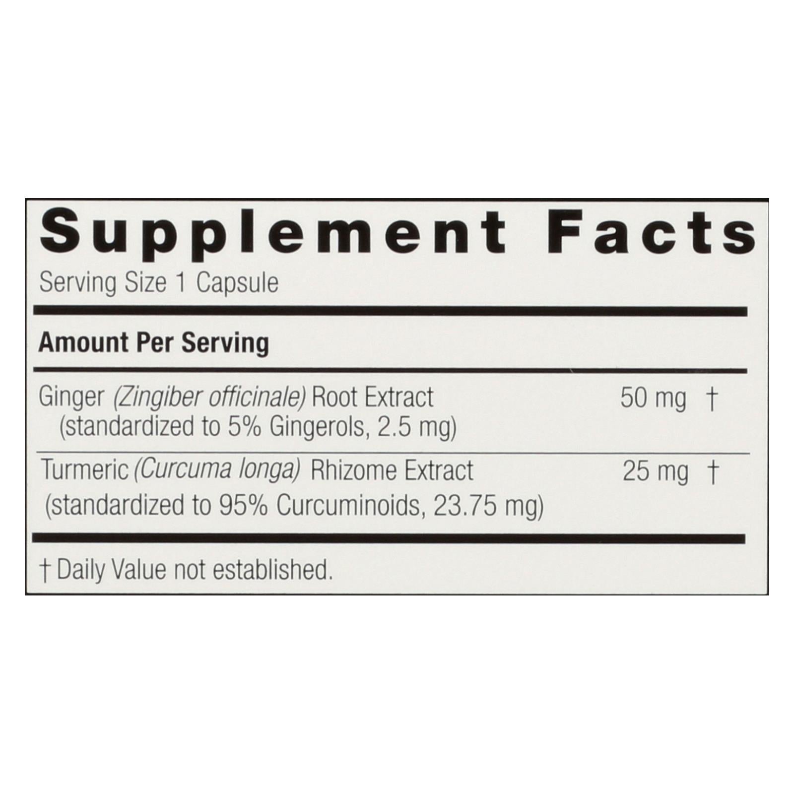 Nature's Answer Turmeric and Ginger Extract Capsules - 90 Veggie Caps