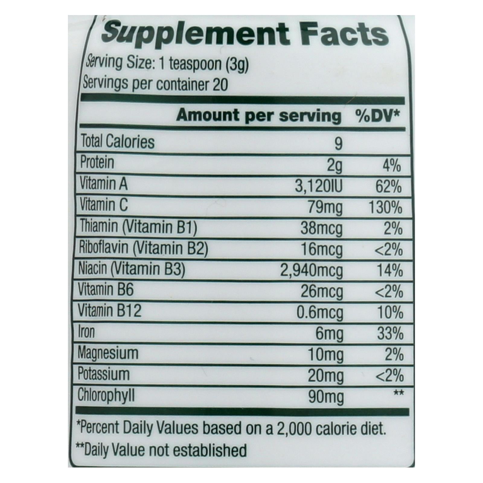 Organic Green Foods Chlorella Powder Supplement (2.1 Oz.)