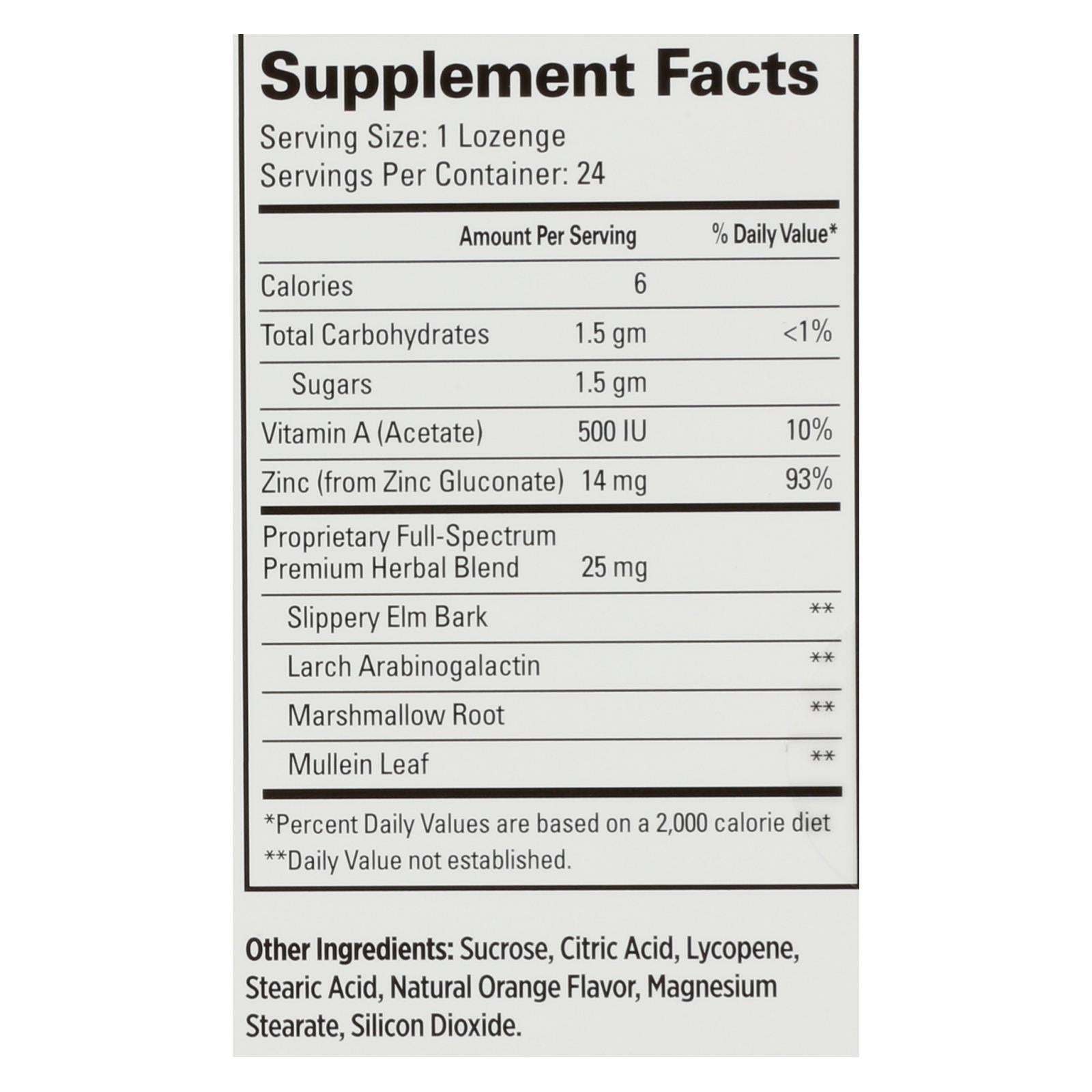 Quantum Therazinc Cold Season Plus Lozenges Orange, 14 mg - 24 Lozenges