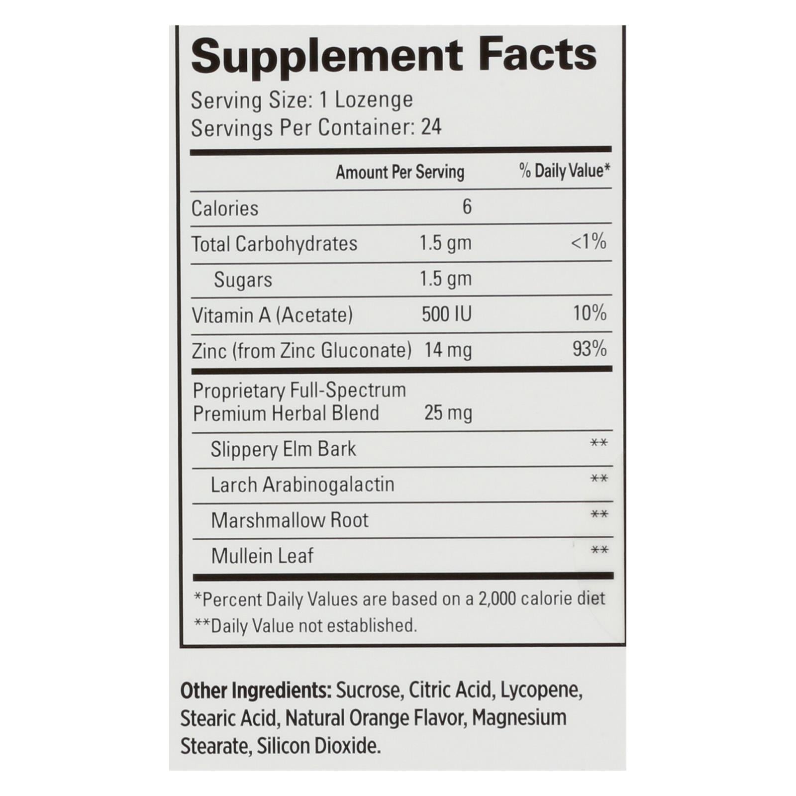 Quantum Therazinc Cold Season Plus Lozenges Orange, 14 mg - 24 Lozenges