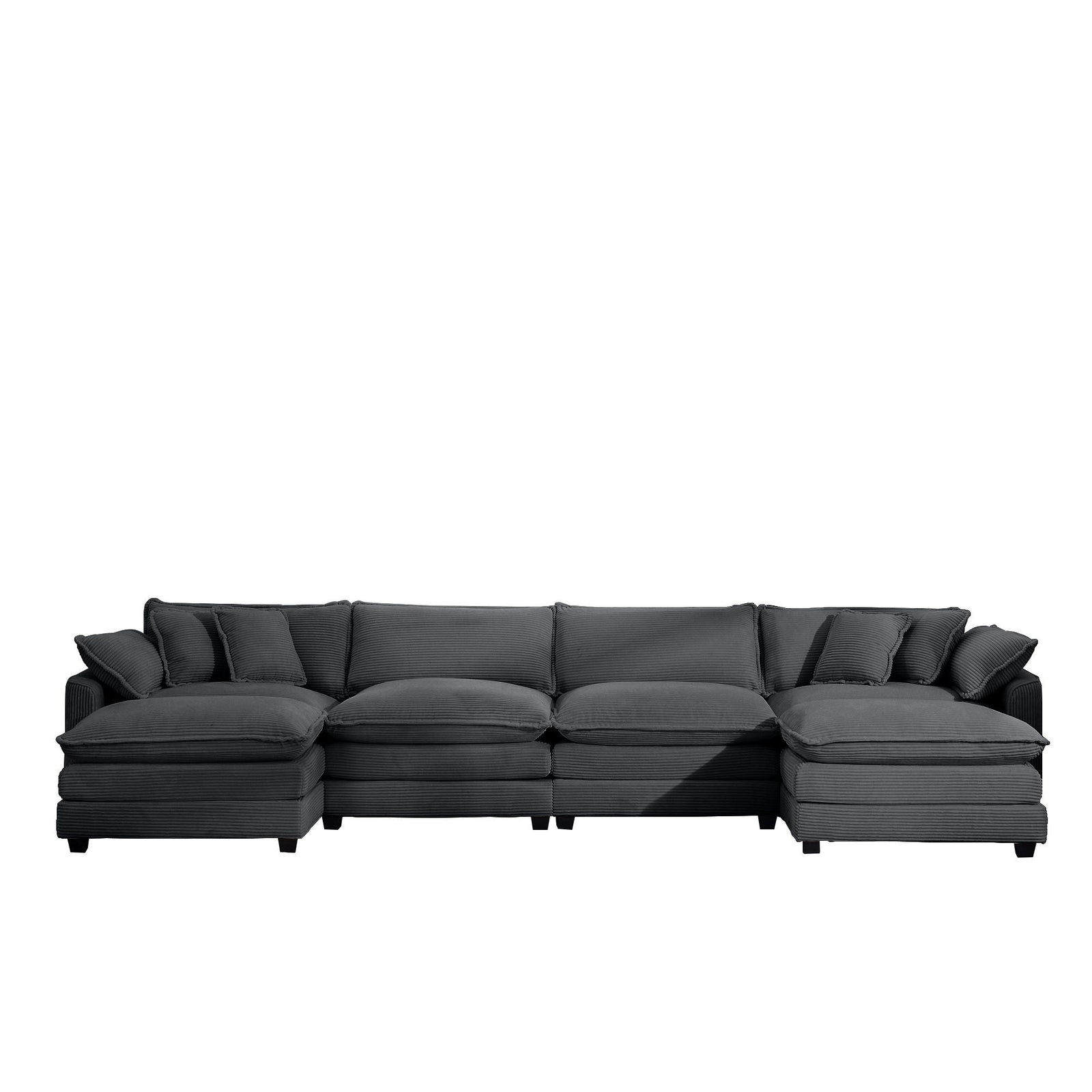 Modern Oversized Modular Cushion Sofa With Ottoman, Low Back, Deep Seating Sofa Set