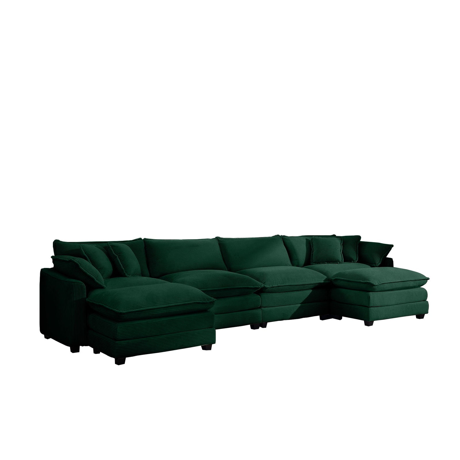 Modern Oversized Modular Cushion Sofa With Ottoman, Low Back, Deep Seating Sofa Set