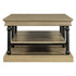 55.1' Wood Coffee Table with Black Legs and Open Storage Shelves
