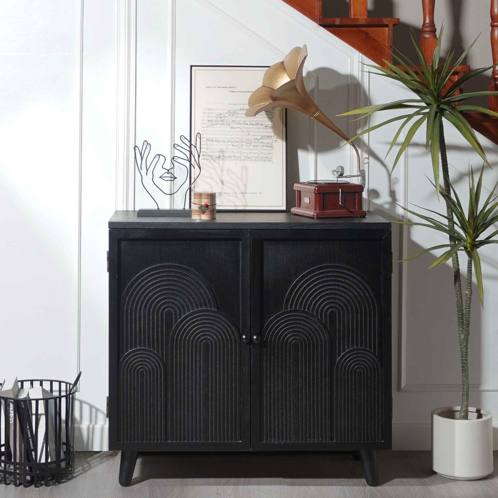 2 Door Accent Cabinet Storage Cabinet With Adjustable Shelf - Black