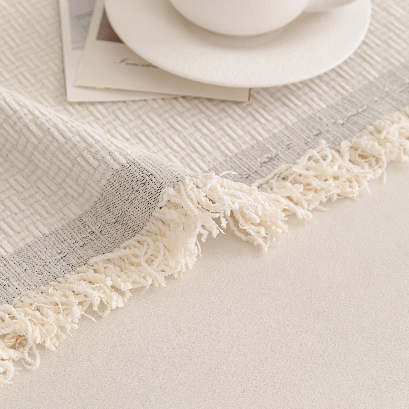 Textured Woven Modern Sofa Cover, Natural Blend Decorative Couch Throw Blanket