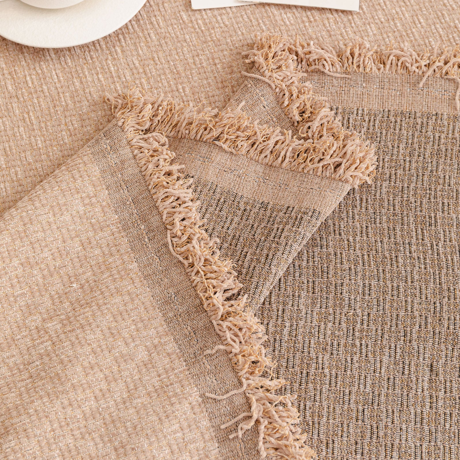 Textured Woven Modern Sofa Cover, Natural Blend Decorative Couch Throw Blanket