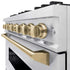 ZLINE 36" Dual Fuel Range, Gas Cooktop, Electric Convection Oven DuraSnow® Stainless Steel, Champagne Bronze CDRSZ-36-CB