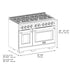 ZLINE 48"Paramount Dual Fuel Range White Matte Matte Black SDRZ-WM-48-MB