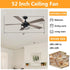 52" Windmill Modern DC Motor Downrod Mount Reversible Ceiling Fan with Lighting and Remote Control