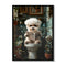 Framed Bathroom Decor, Cute Puppy Wall Art In Picture Frame, 3D Canvas Print - Indigo / White
