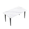 63" Modern Artificial Stone White Straight Edge Black Metal Leg Dining Table, 6 People - White / Black
