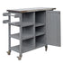 Foldable Outdoor Kitchen Island Cart with Storage - Stainless Steel & Wood