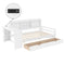 Corner Daybed With Storage Drawers, Desk, Charging Port & Bookcase