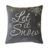 Let It Snow Embroidered Cotton Throw Pillow – 20x20 Gray Winter Accent Cushion