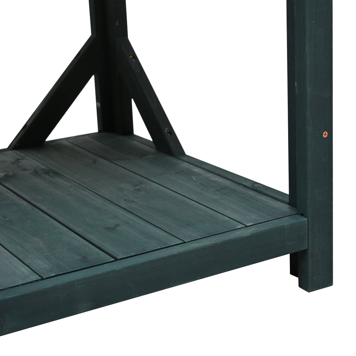 Large Wooden Farmhouse Potting Bench Table with 4 Shelves - Rustic Fir Wood
