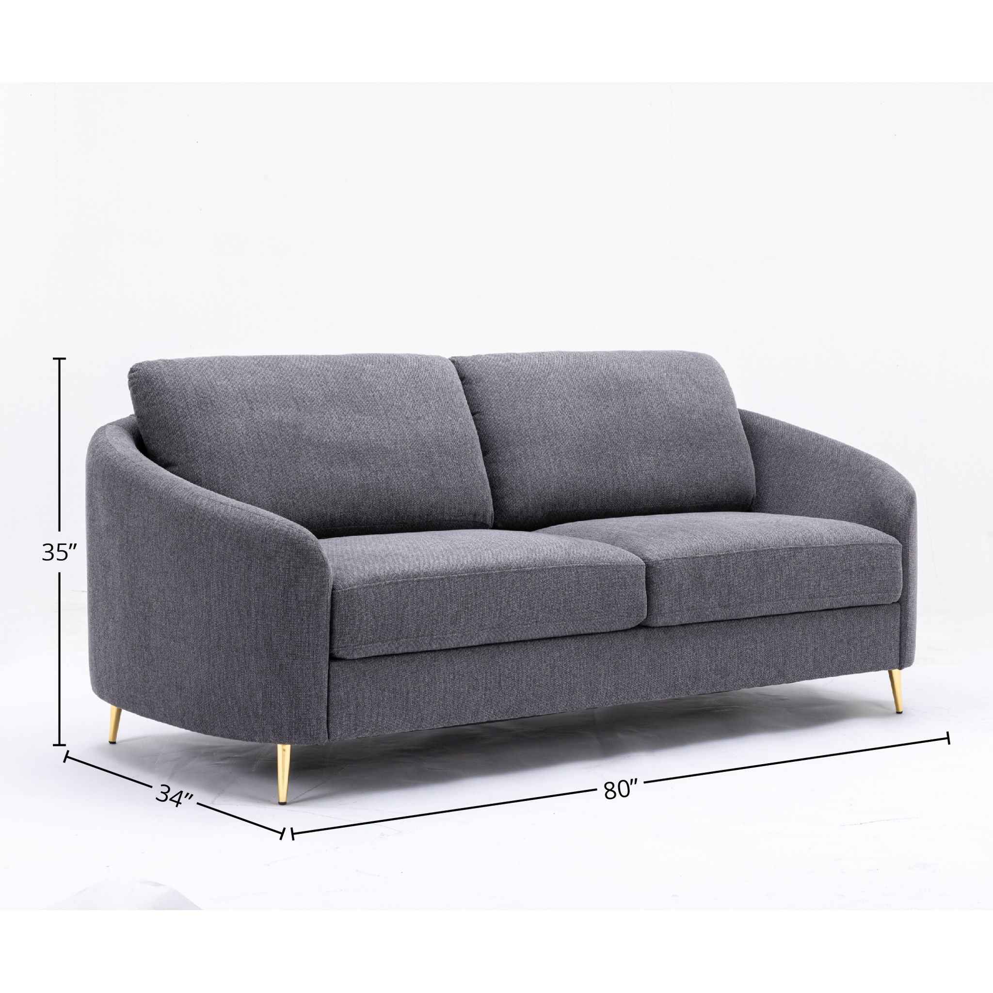 Yuina Linen Sofa with Chrome Legs - Dark Gray