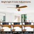 Smart Ceiling Fan With Remote Control, 3 Blades, Dimmable LED Light, Reversible DC Motor - Black
