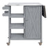 Foldable Outdoor Kitchen Island Cart with Storage - Stainless Steel & Wood