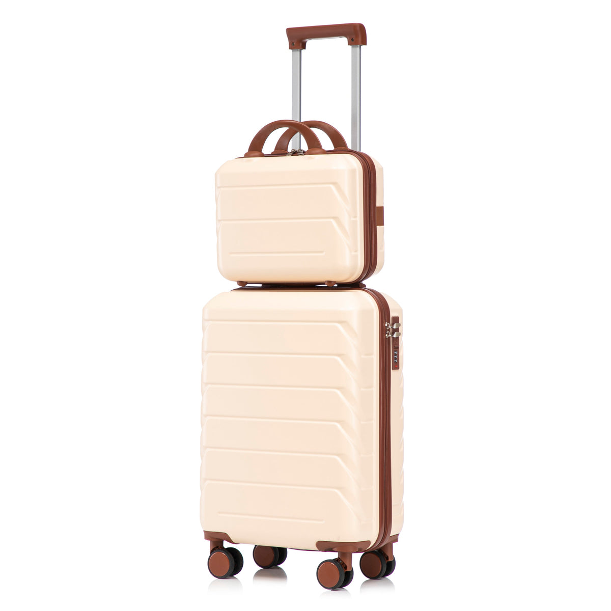 14'/20' 2-Piece Beige ABS Spinner Wheel Luggage Set