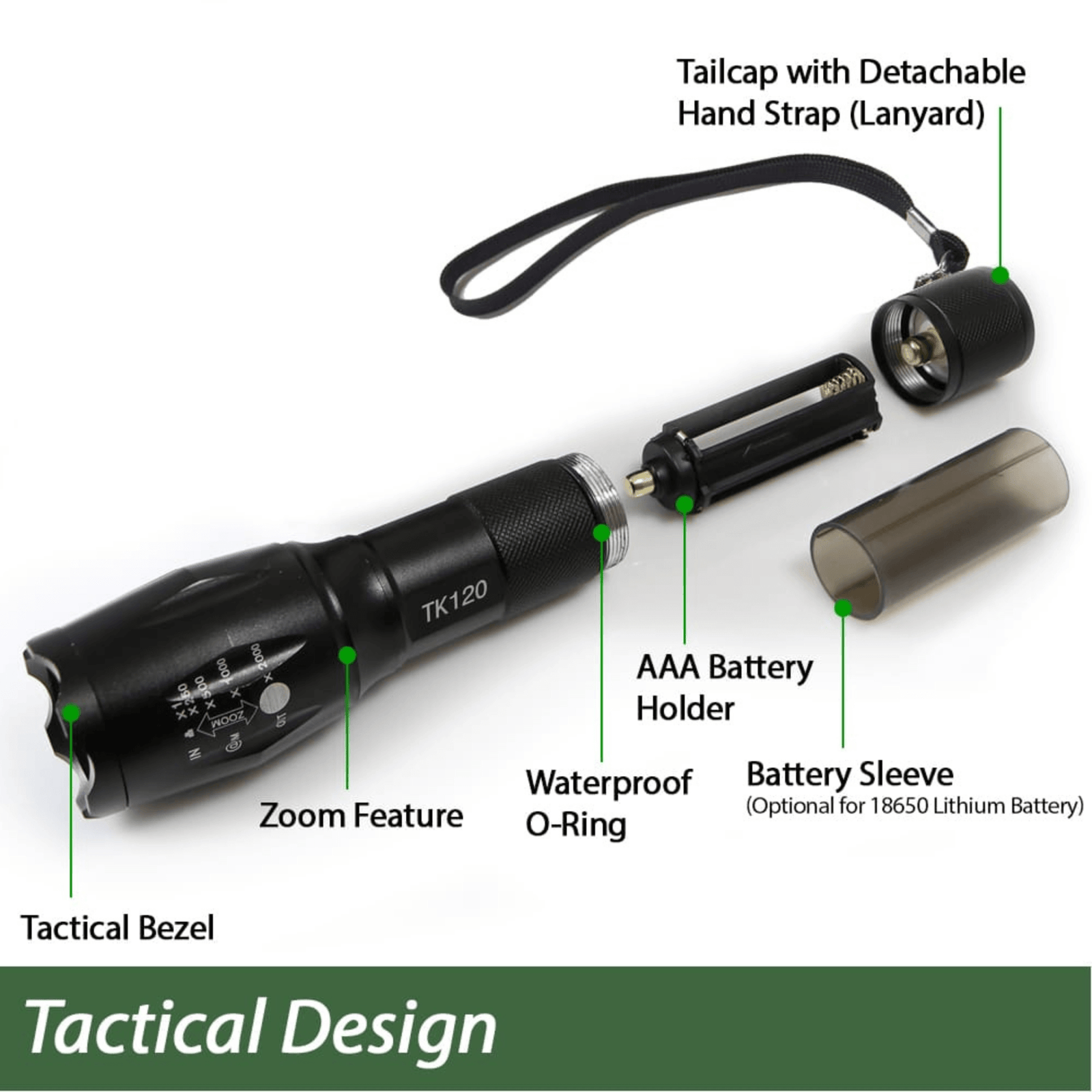 EcoGear FX TK120 LED Tactical Flashlight with Strobe