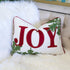 JOY Embroidered Christmas Throw Pillow with Velvet - Red and Green