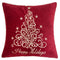 Red Velvet Holiday Pillow with Gold Embroidery - Red