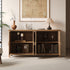 60" Wood Accent Cabinet with 4 Doors Brown and Antique White