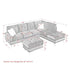 L-Shaped Sectional Sofa With Chaise And Storage Ottoman, Includes 2 Pillows