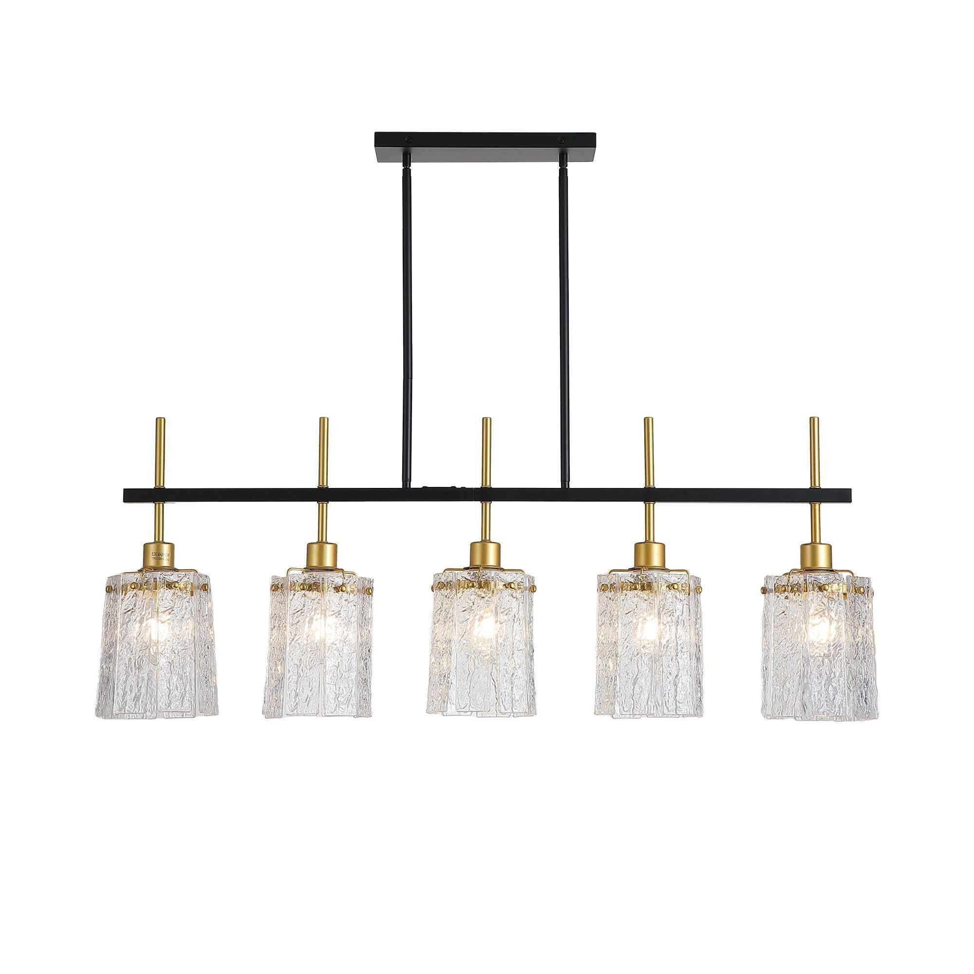 Chandelier 5 Light, Fixture Over Table - Black / Gold