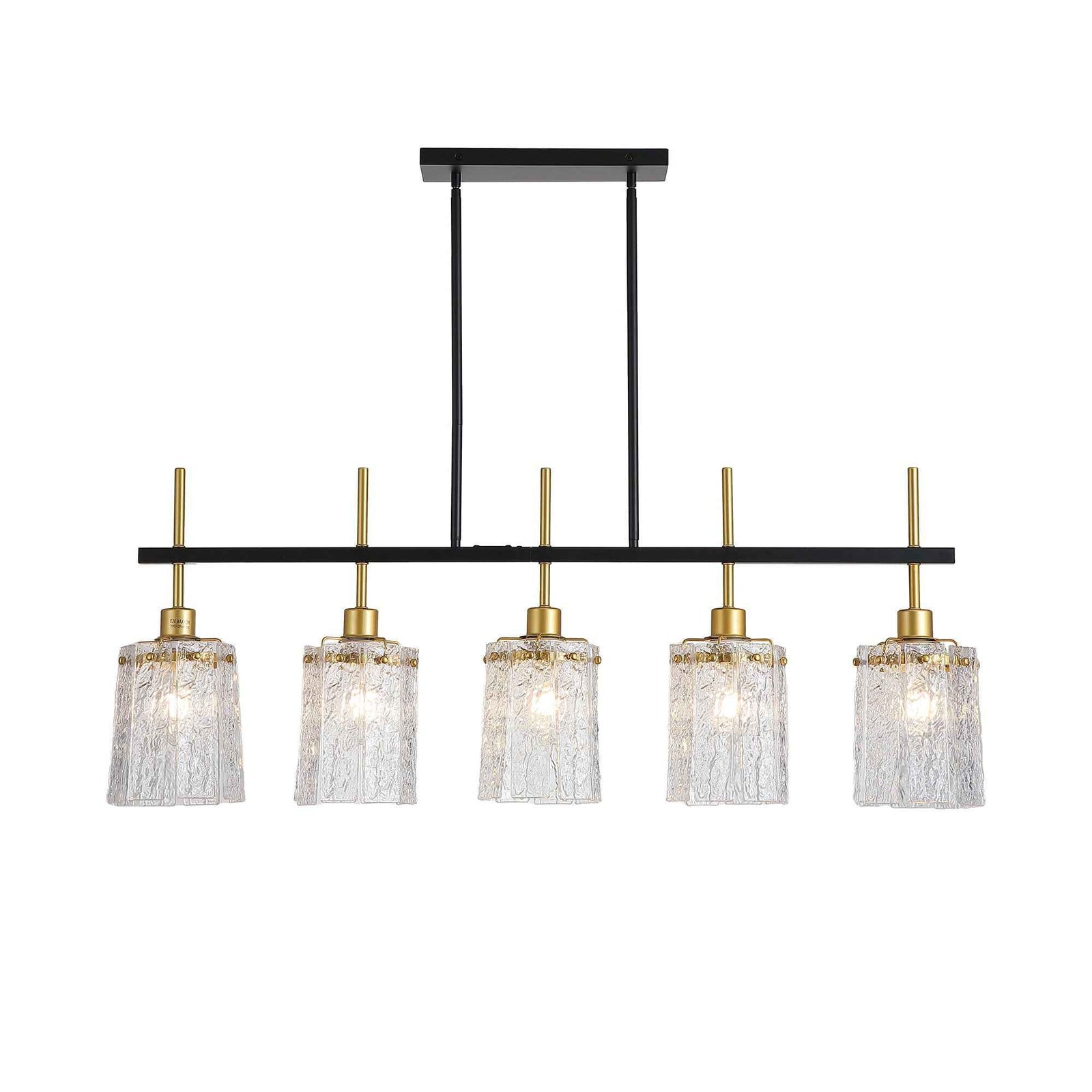 Chandelier 5 Light, Fixture Over Table - Black / Gold