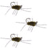 3 Pack Barbless Pat's Barred Rubber Legs Tungsten Bead Jigged Dark Olive Euro Nymph  -  Hook Size 6