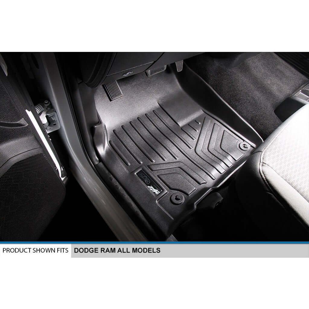 SMARTLINER Custom Fit Floor Liners For 2012-2022 RAM Standard Cab or Quad Cab with 1st Row Dual Floor Hooks
