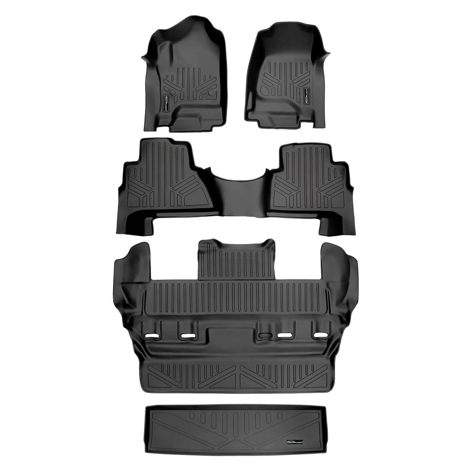 Smart Trim™ Custom Fit Floor Liners For 2015-2020 Cadillac Escalade with Second Row Bucket Seats