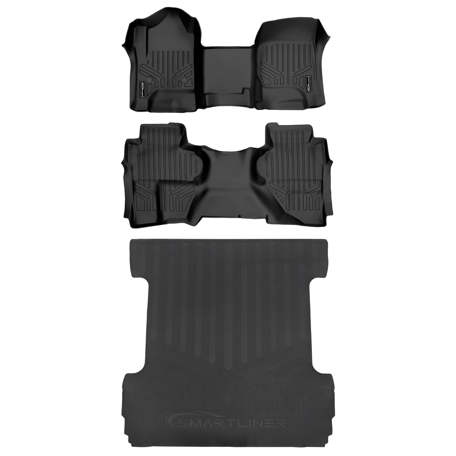 SMARTLINER Custom Fit Floor Liners For Double Cab 2014-2018 Silverado/Sierra 1500 - 2015-2021 2500/3500 HD