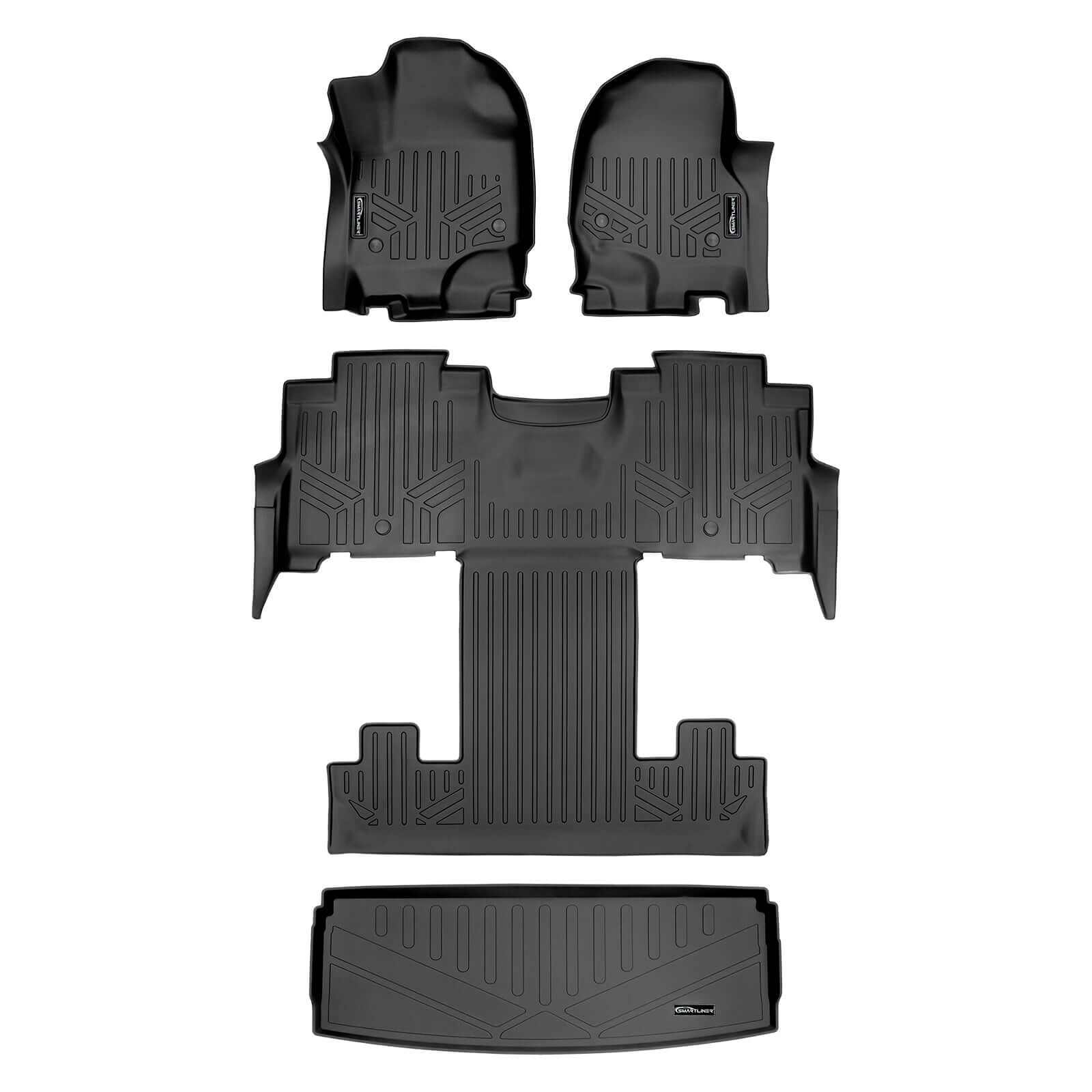 Smart Trim™ Custom Fit Floor Liners For 2018-2024 Ford Expedition/Lincoln Navigator 2nd Row Bucket Seats (no Max or L)