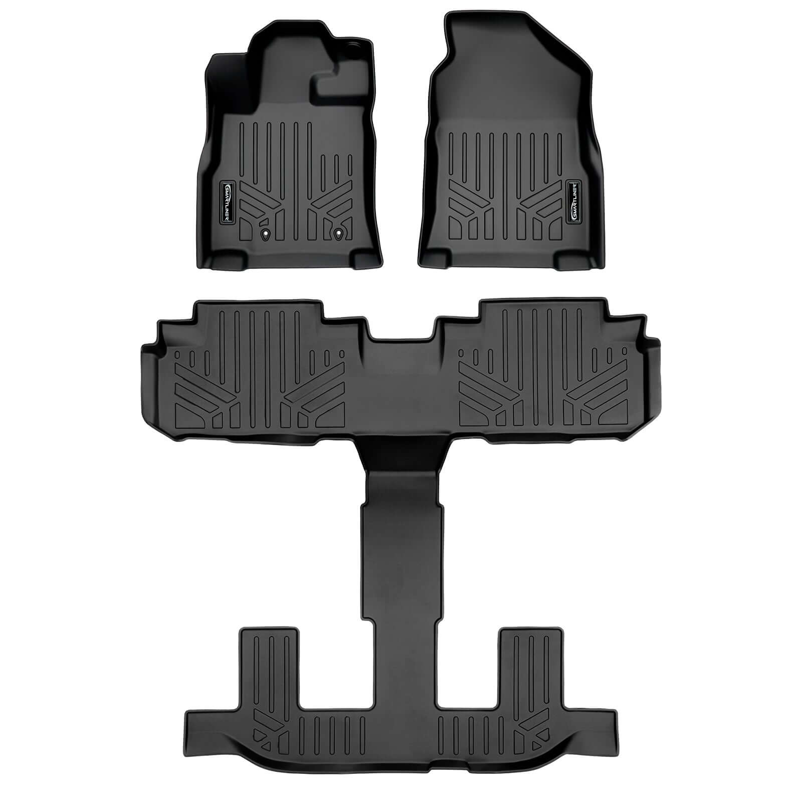 Smart Trim™ Custom Fit Floor Liners For 2019-2025 Subaru Ascent with 2nd Row Bench Seat and With Subwoofer in the Cargo Area
