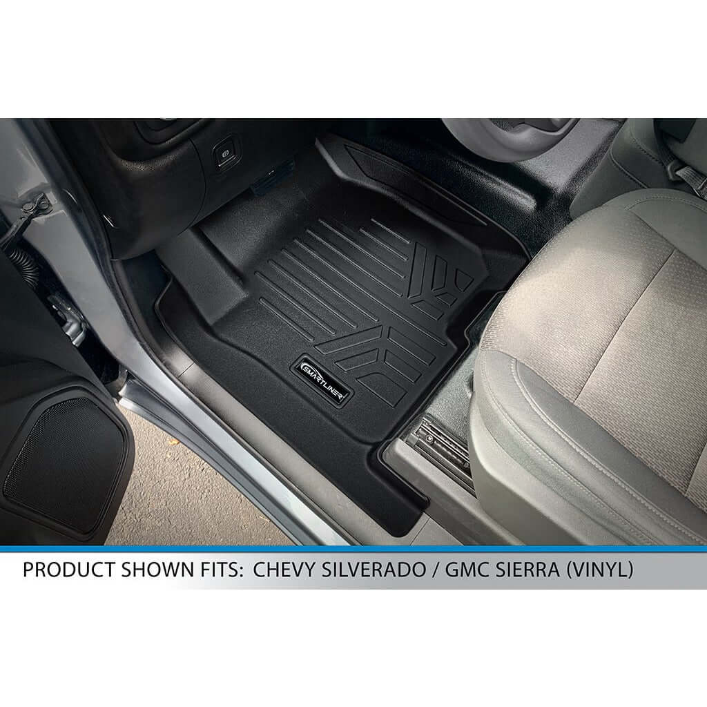 SmartCoverage™ Custom Fit Floor Liners For 2019-2021 Silverado/Sierra 1500 Crew Cab With 1st Row Bucket Seats & Vinyl Floor