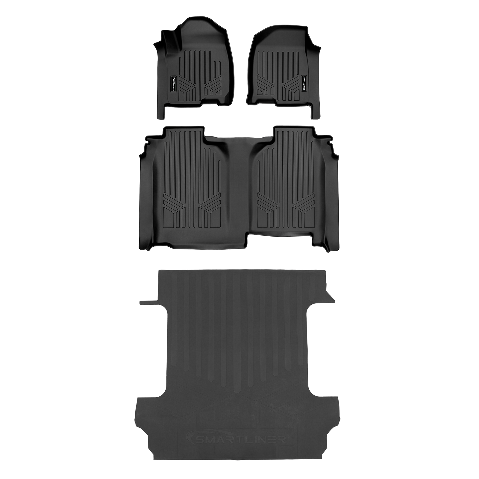 SmartCoverage™ Custom Fit Floor Liners For 2019-2024 Chevrolet Silverado 1500 Crew Cab With 1st Row Bucket Seats and Vinyl Flooring without the 2nd Row Underseat Storage