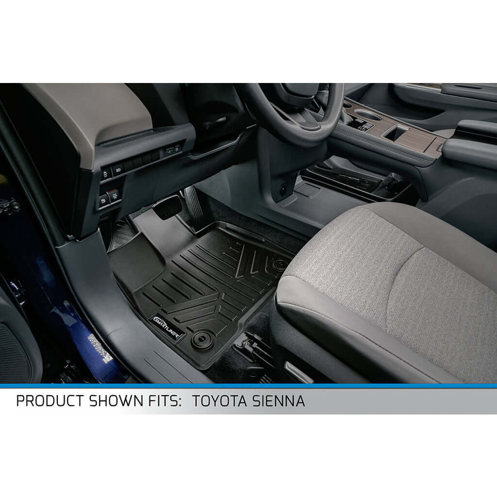 SMARTLINER Custom Fit Floor Liners For 2021-2025 Toyota Sienna with 2nd Row Bench Seat