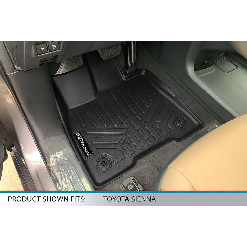 SMARTLINER Custom Fit Floor Liners For 2021-2025 Toyota Sienna with 2nd Row Bench Seat no Spare Tire